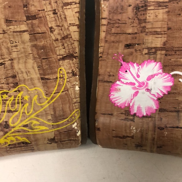 Ed Hardy Sz 9 All Over Design Butterfly Hibiscus Wedges Hawaii vibes Canvas - Picture 6 of 9